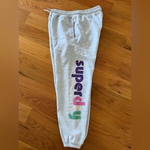 Superdry Light Gray Joggers with Multicolor Logo